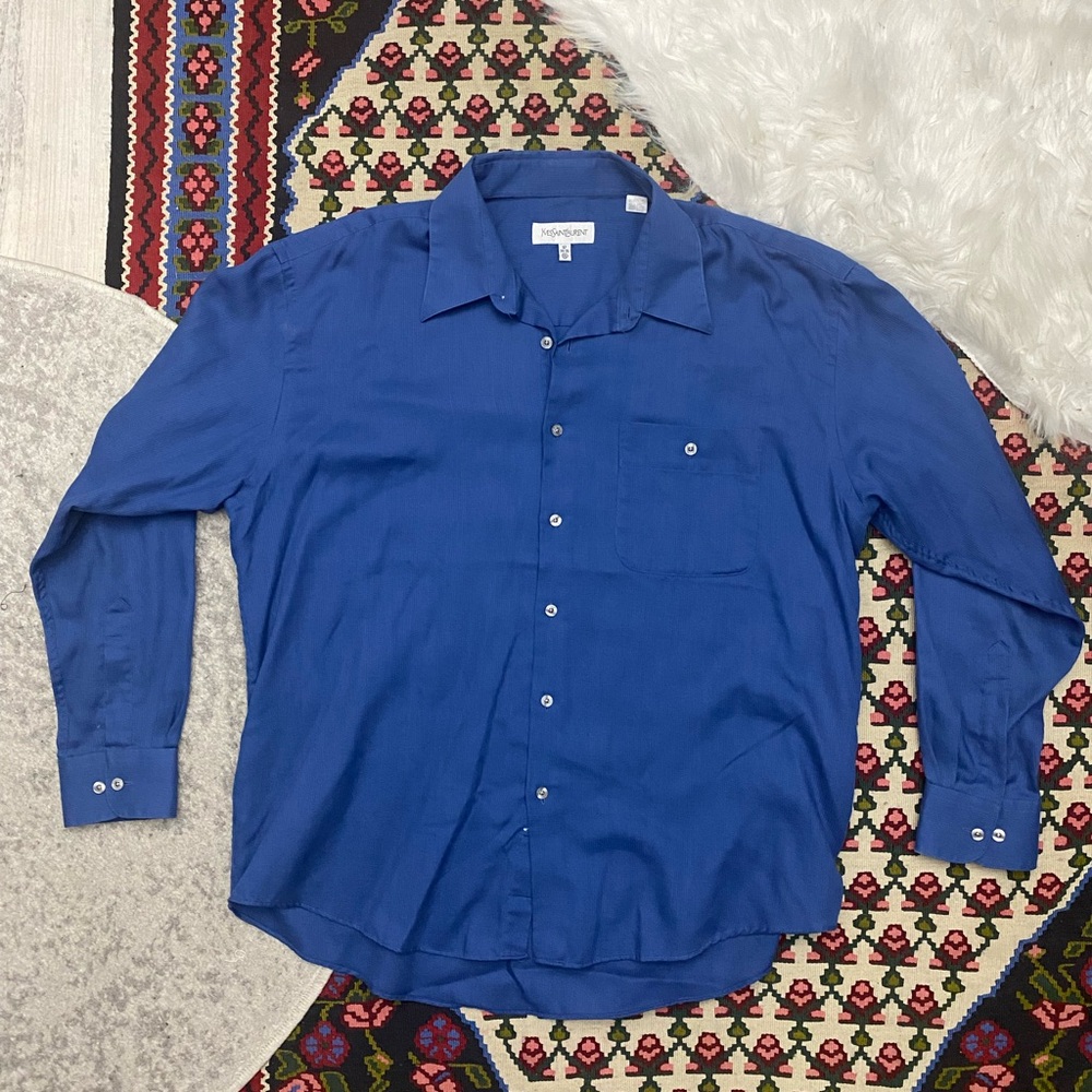 Yves Saint Laurent Blue Casual Button Down Shirt